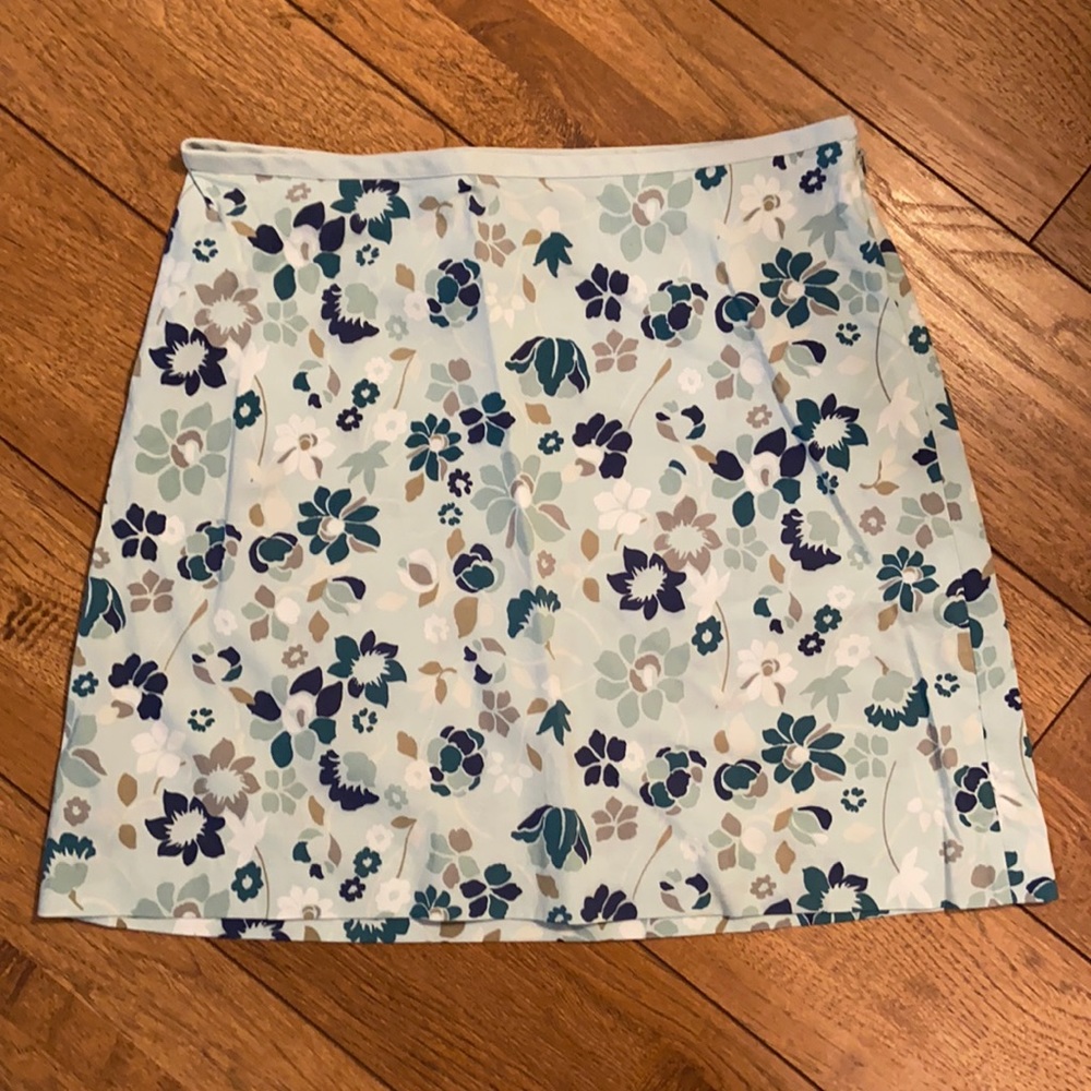 Limited Blue Floral Print Mini Skirt